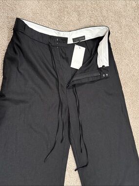 Zara NWT Black Linen Blend Wide Leg Drawstring Pants Women’s XL Mex 32